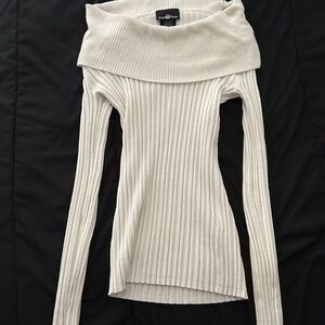 It's Our Time Cream Off-Shoulder Sweater